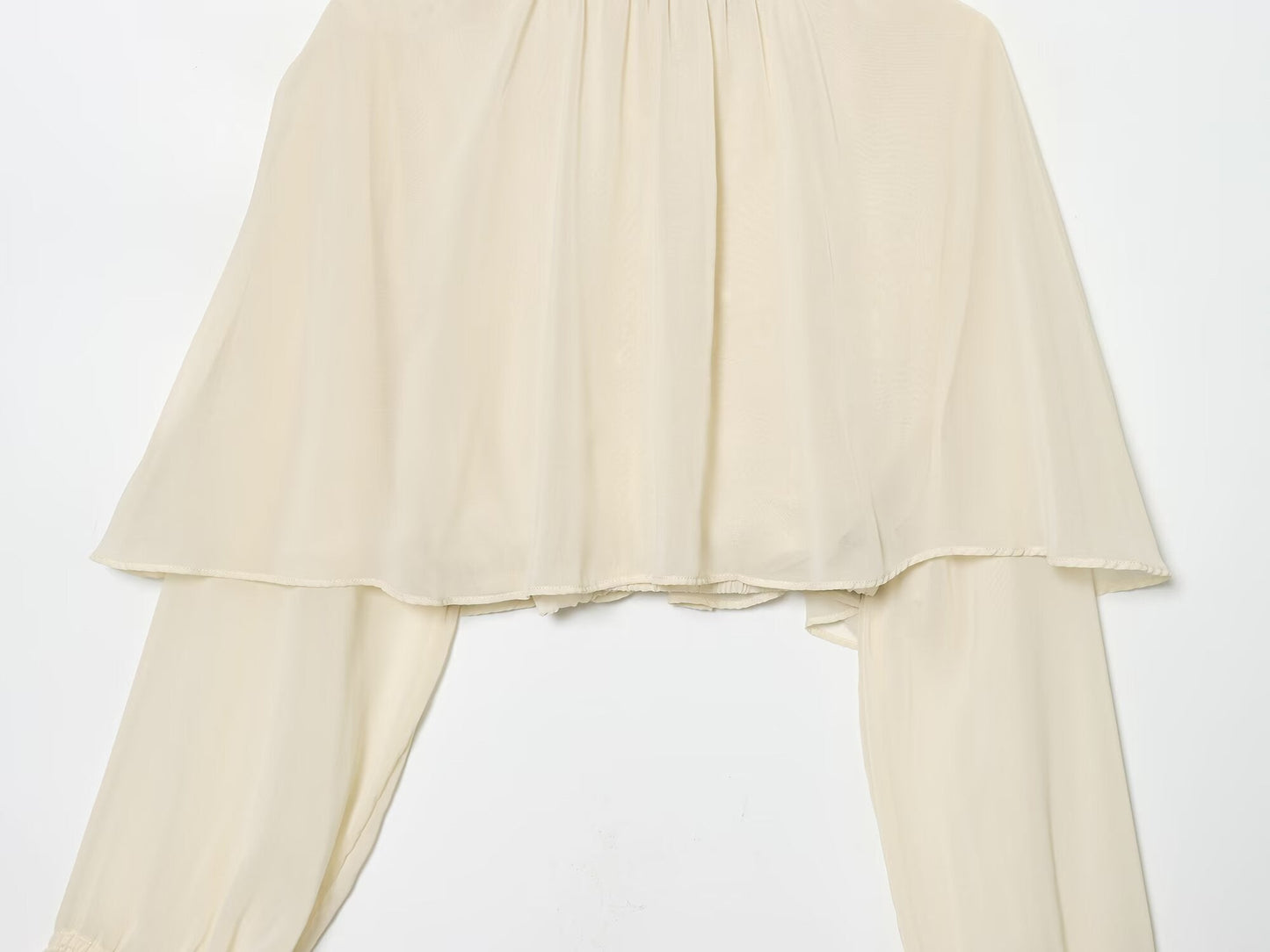 Women's new short layered decorative long sleeved top