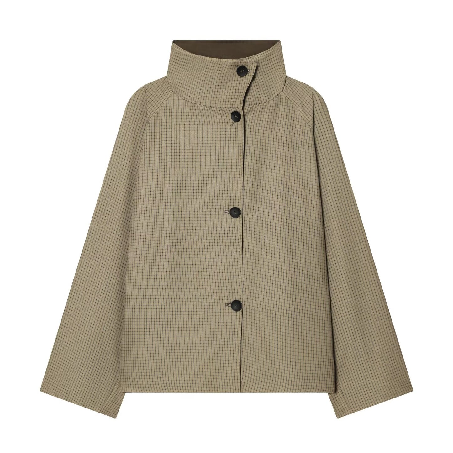 Women's new fashion short double-sided wear plaid windbreaker Coat