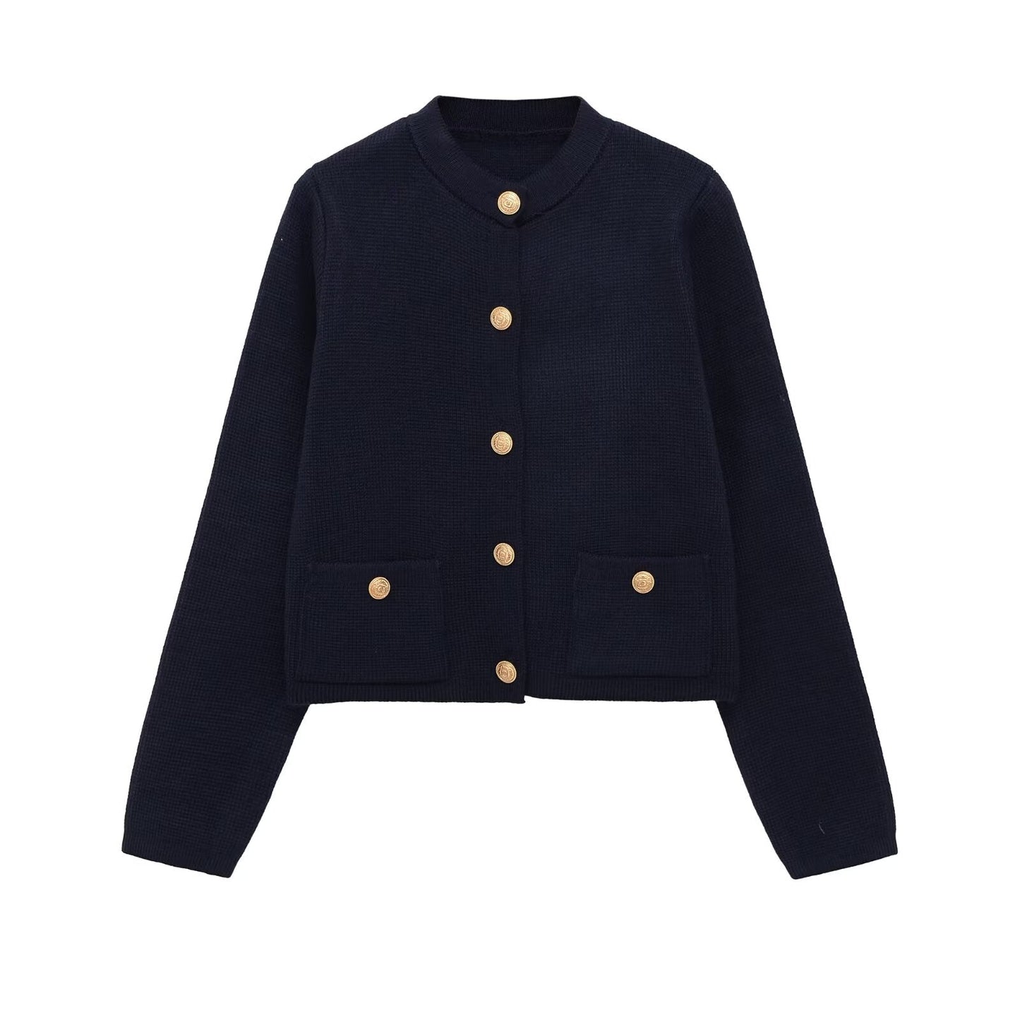 Women's O Neck long sleeved elastic knitted Coat