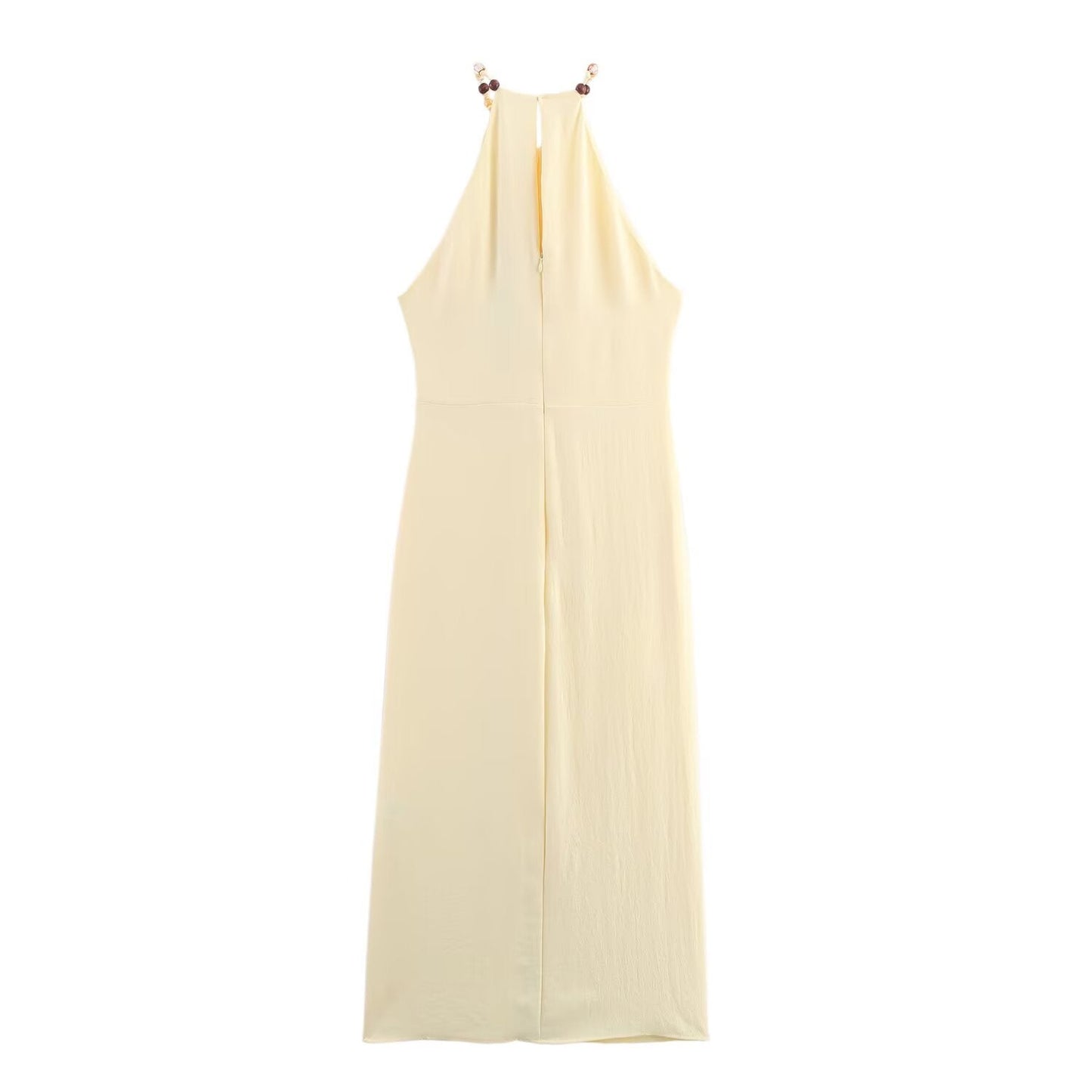 Women's New Fashion Knot Decoration Opening Design Midi Dress