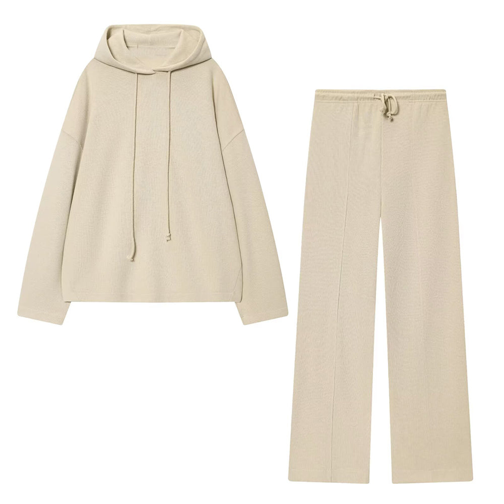 Women's 2025 new soft texture loose hooded sweatshirt+Pants suit