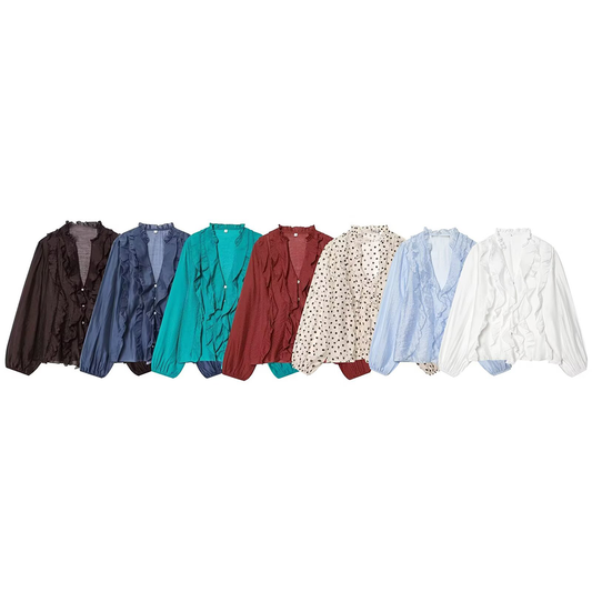 Women's layered decorative V-neck shirt