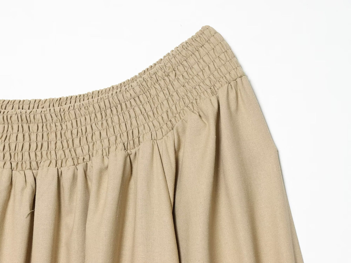 Women's off shoulder linen blended MIDI dress
