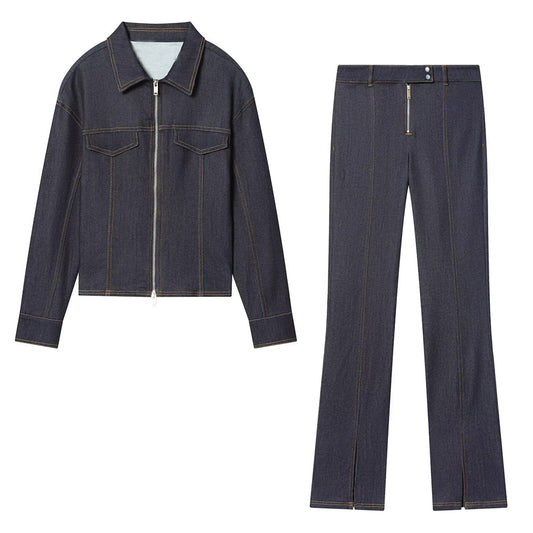 suit Women's 2 pieces slim denim jacket Coat+Jeans