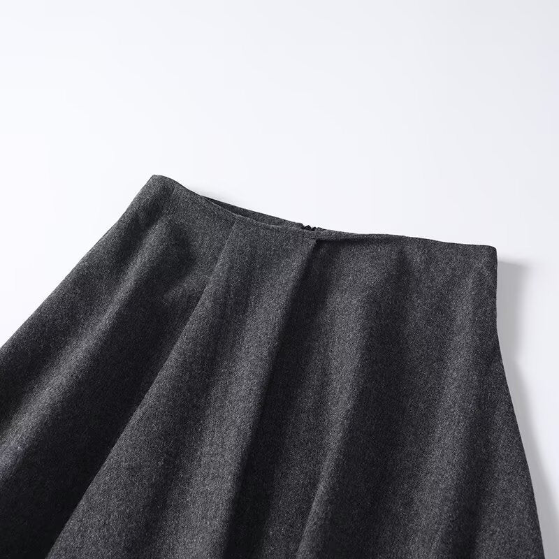 Women's irregular hem wool blend MIDI skirt