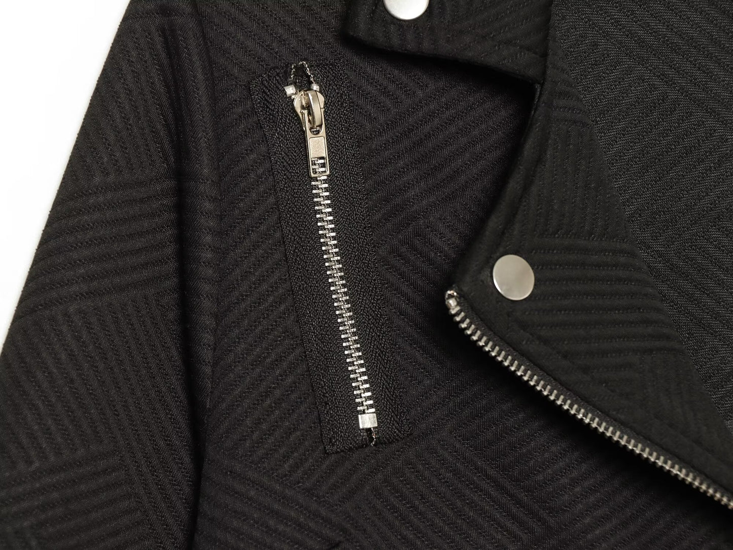 Women's diagonal zipper button decoration casual jacket