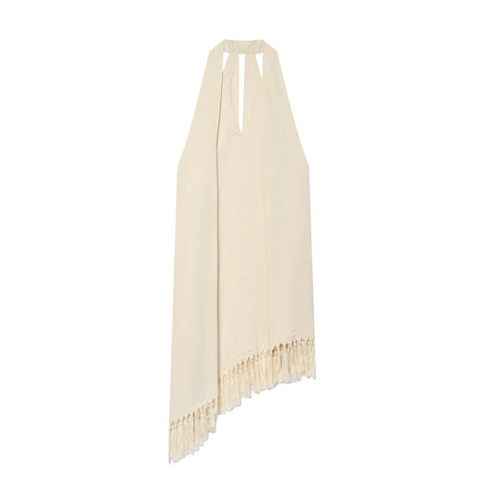 Women's tassel decoration long style hanging neck top