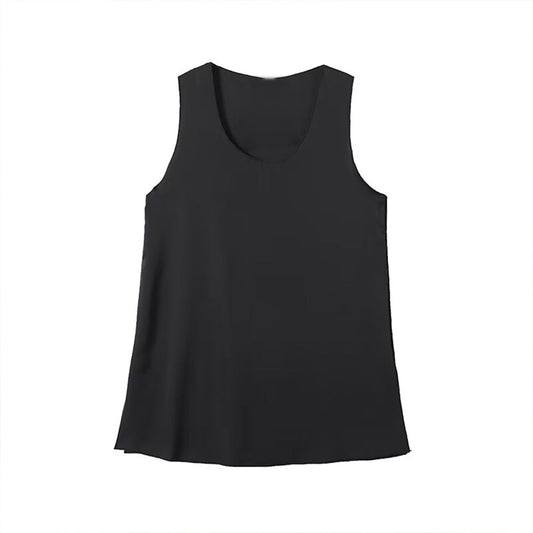 Women's new fashion satin texture sleeveless U-neck shirt