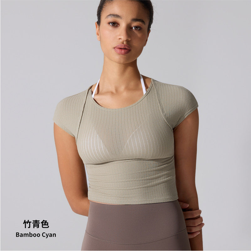 Women's new breathable slim fitness yoga short sleeve T-shirt