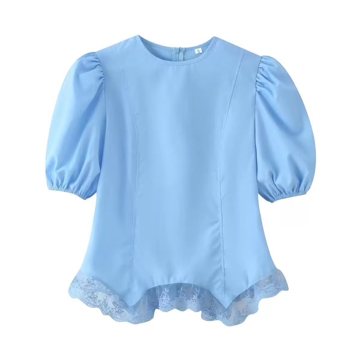 Women's lace patchwork hem short sleeved top