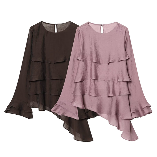 Women's layered decorative asymmetrical top