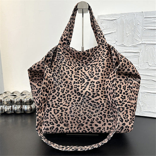 Women's new fashion canvas bag retro Leopard large-capacity shoulder bag