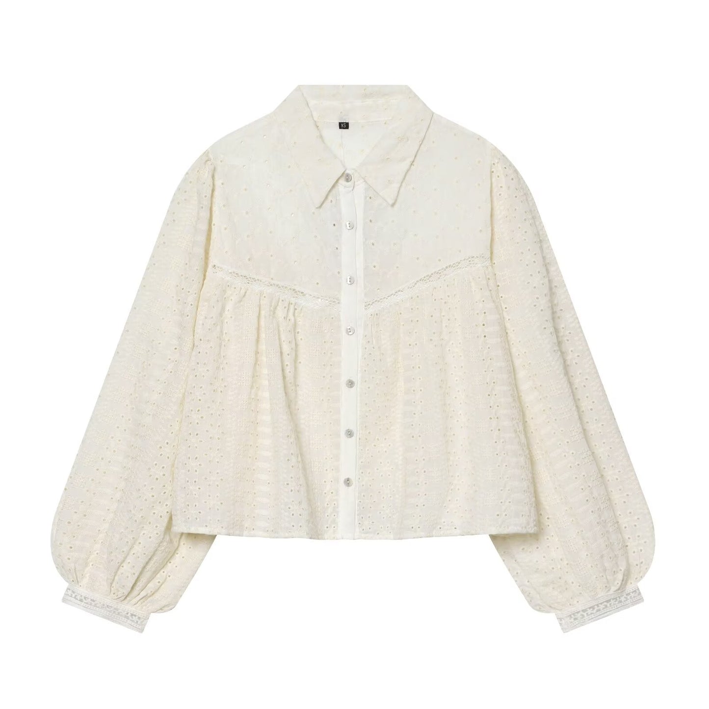 Women's short hollowed out embroidered shirt
