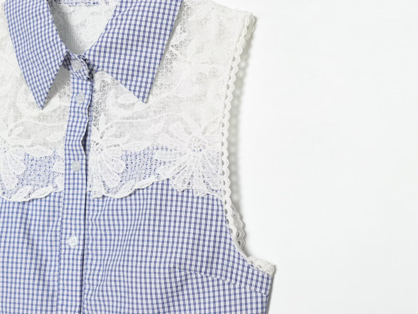 Women's casual plaid patchwork shirt
