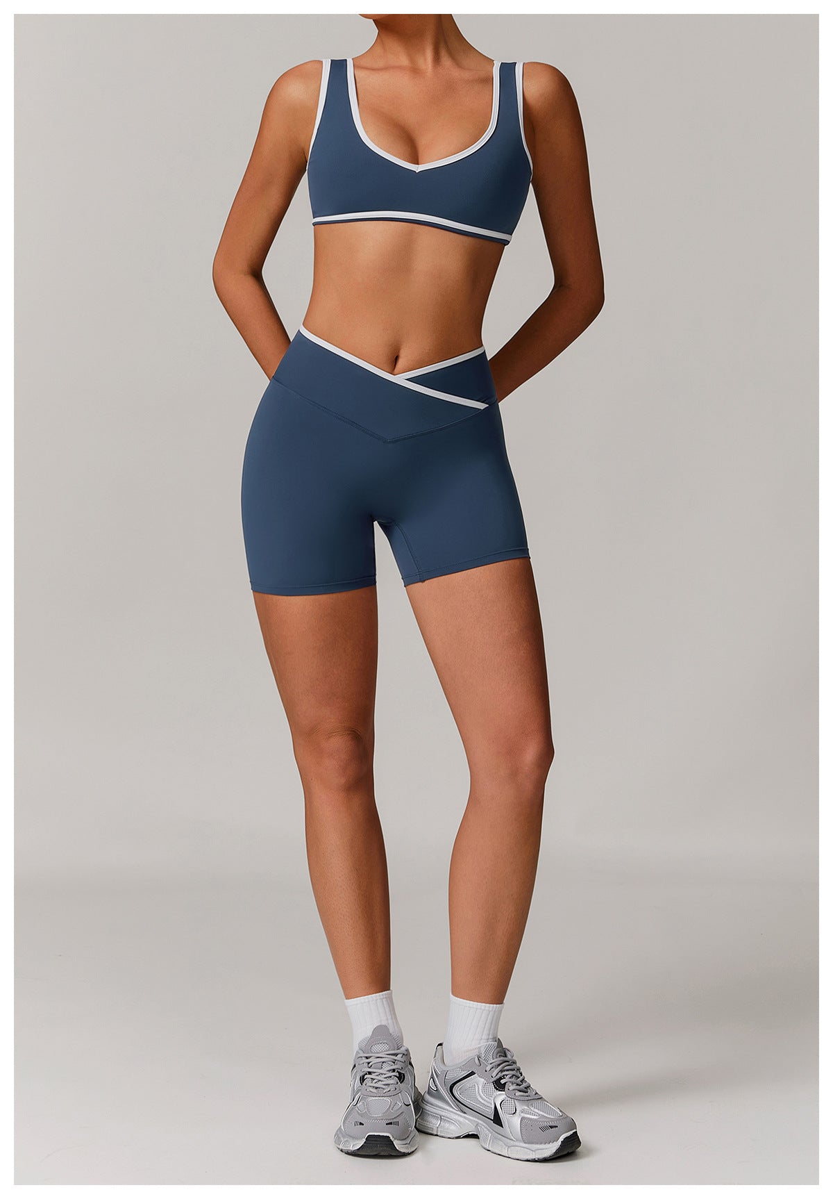 Women's New Cross-waist Sports Suit Female Contrast Backless Tight Nude Yoga Suit Running Fitness Yoga Suit