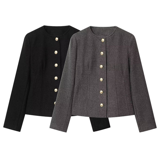 Women's O Neck slim single breasted Blazer Coat