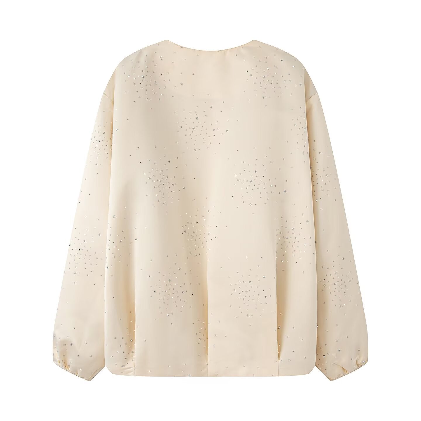 Women's bright diamond fabric O Neck jacket Coat