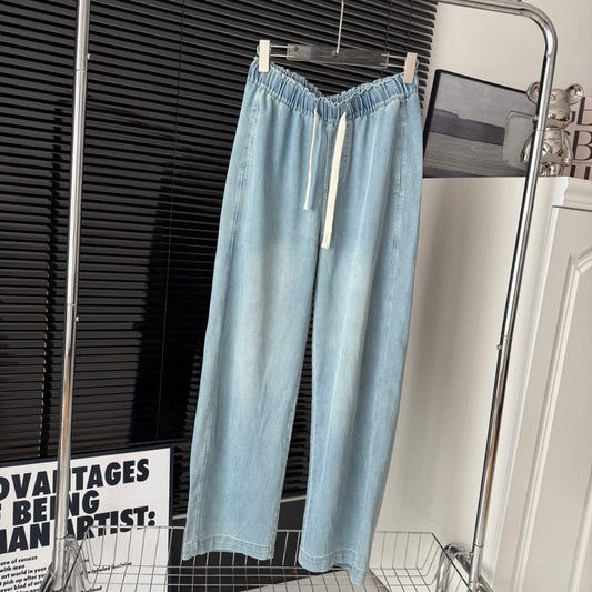 2026 women's new thin denim wide-leg pants loose slim jeans