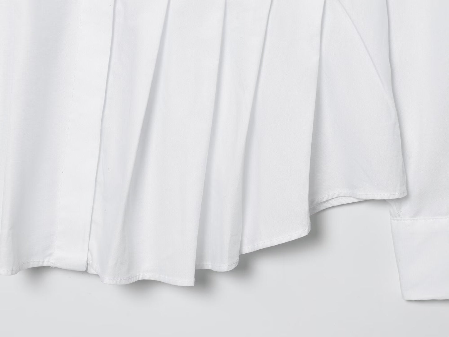Women's new fashion long sleeved pleated poplin shirt