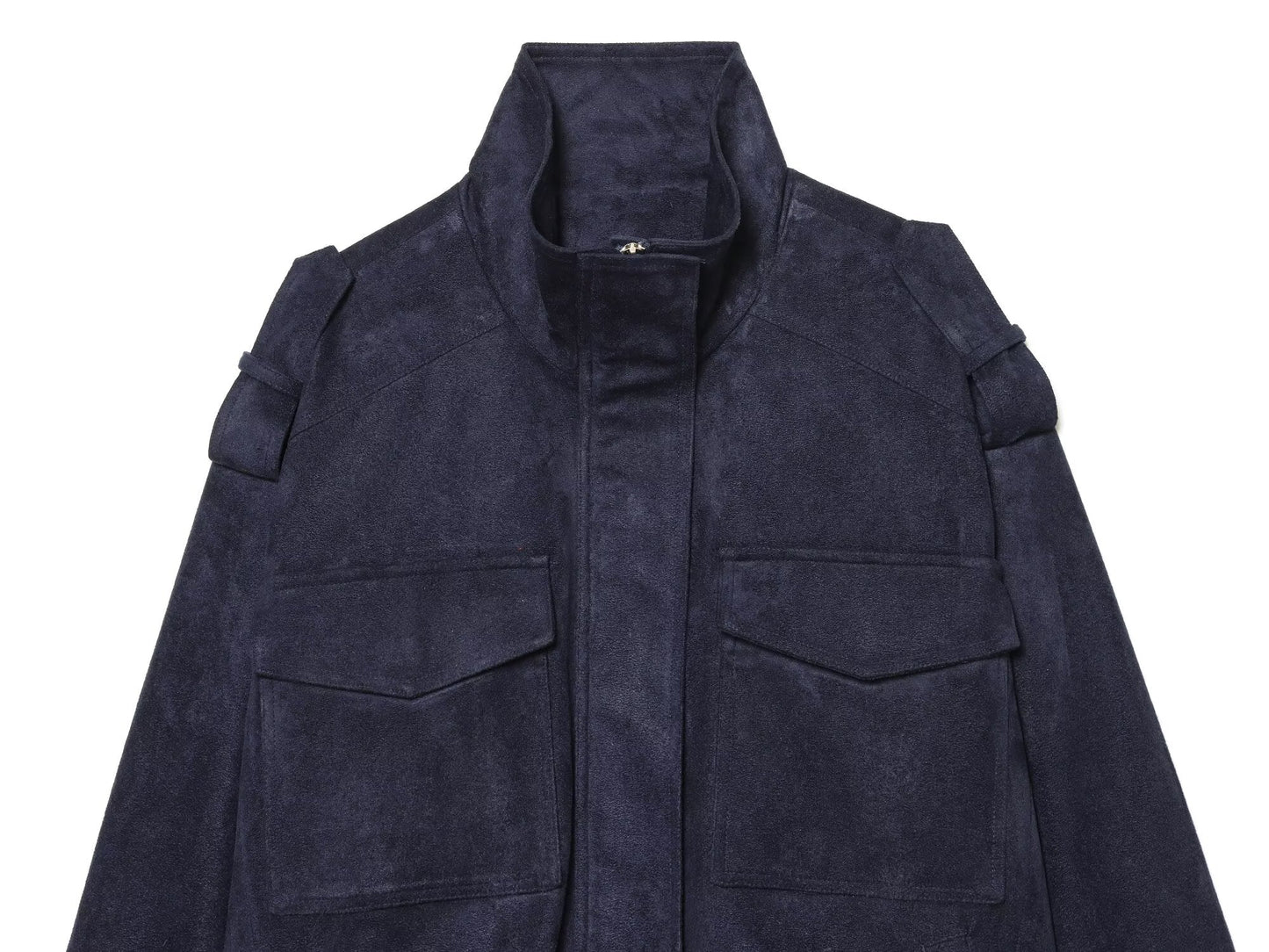 Women's new fashion loose stand collar suede textured leather jacket