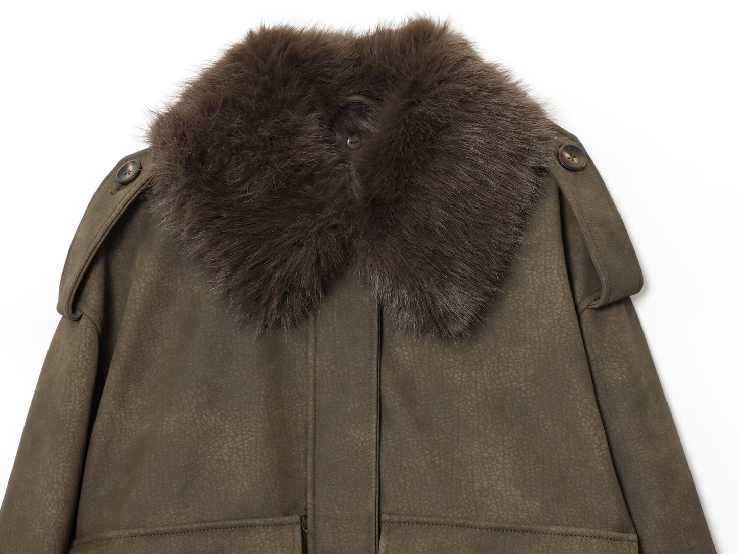 Women's new fashion detachable fur collar warm anti suede effect jacket