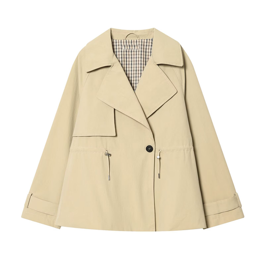 Women's adjustable waist short windbreaker Coat
