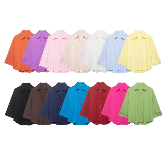 Women's casual lapel button up shirt