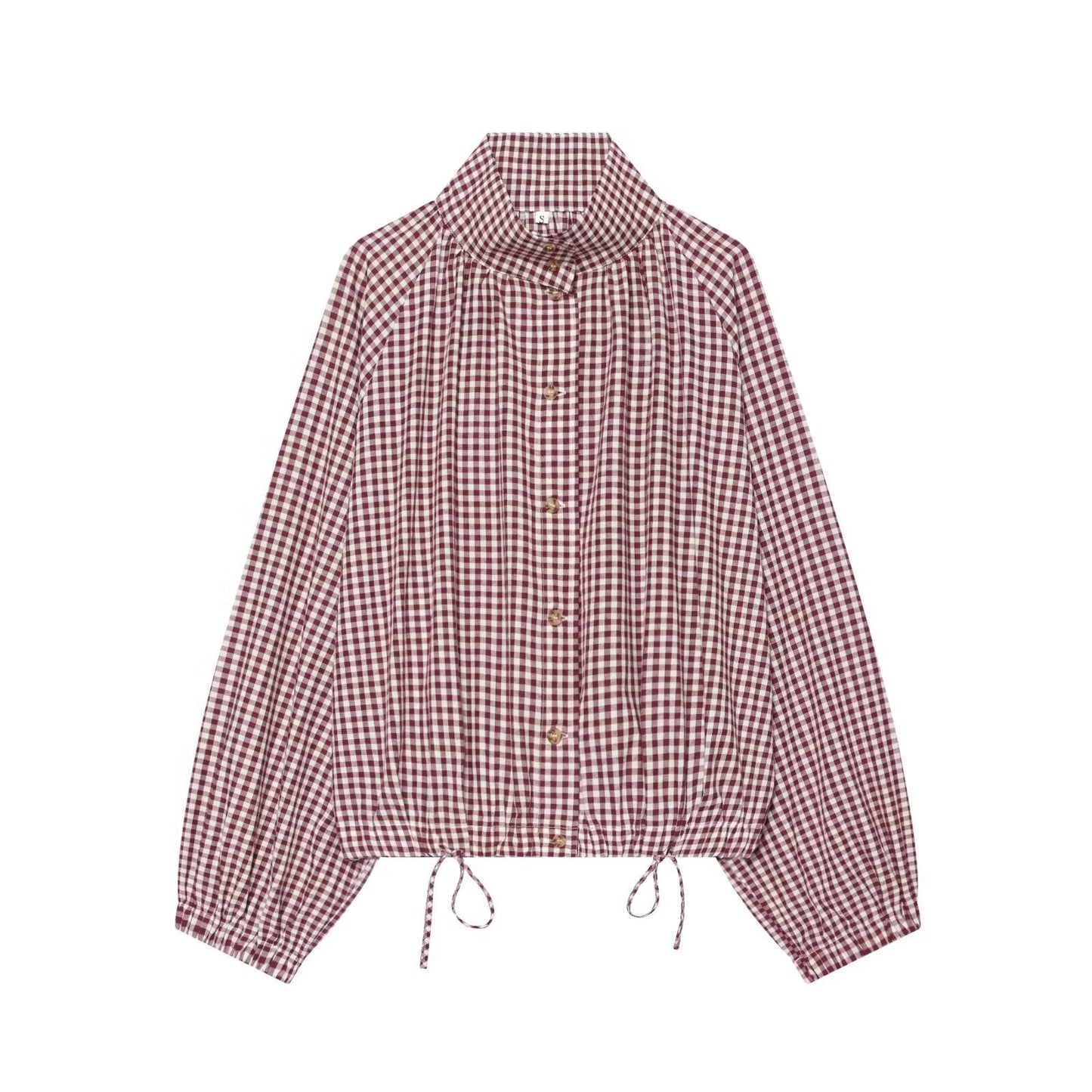 Women's with drawstring casual plaid Coat