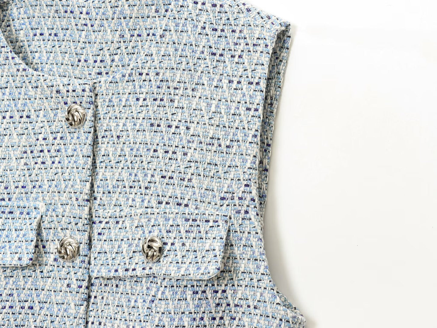 Women's new fashion with Belt bead decoration sleeveless textured vest