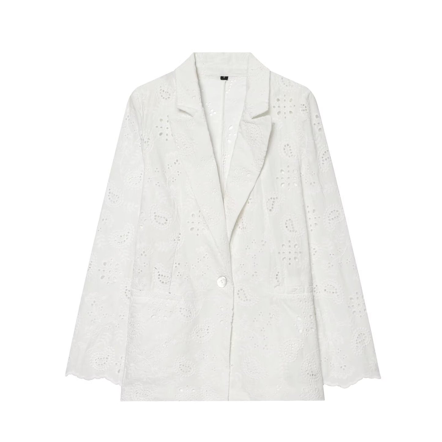 suit Women's 2 pieces with shoulder pads embroidered Blazer Coat+Shorts
