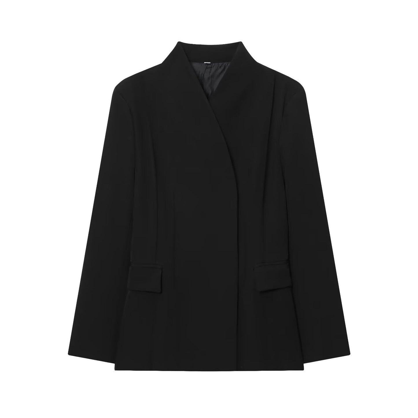 Women's 2025 new fashion black slim stand collar suit jacket+Pants suit