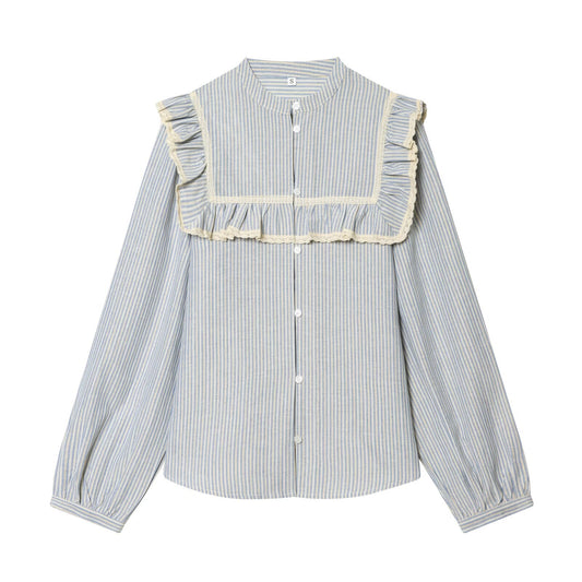 Women's metallic layered decorative striped shirt