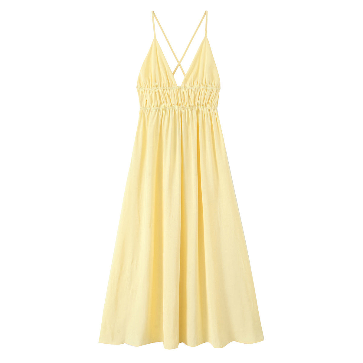 Women's new fashion draped suspender MIDI dress