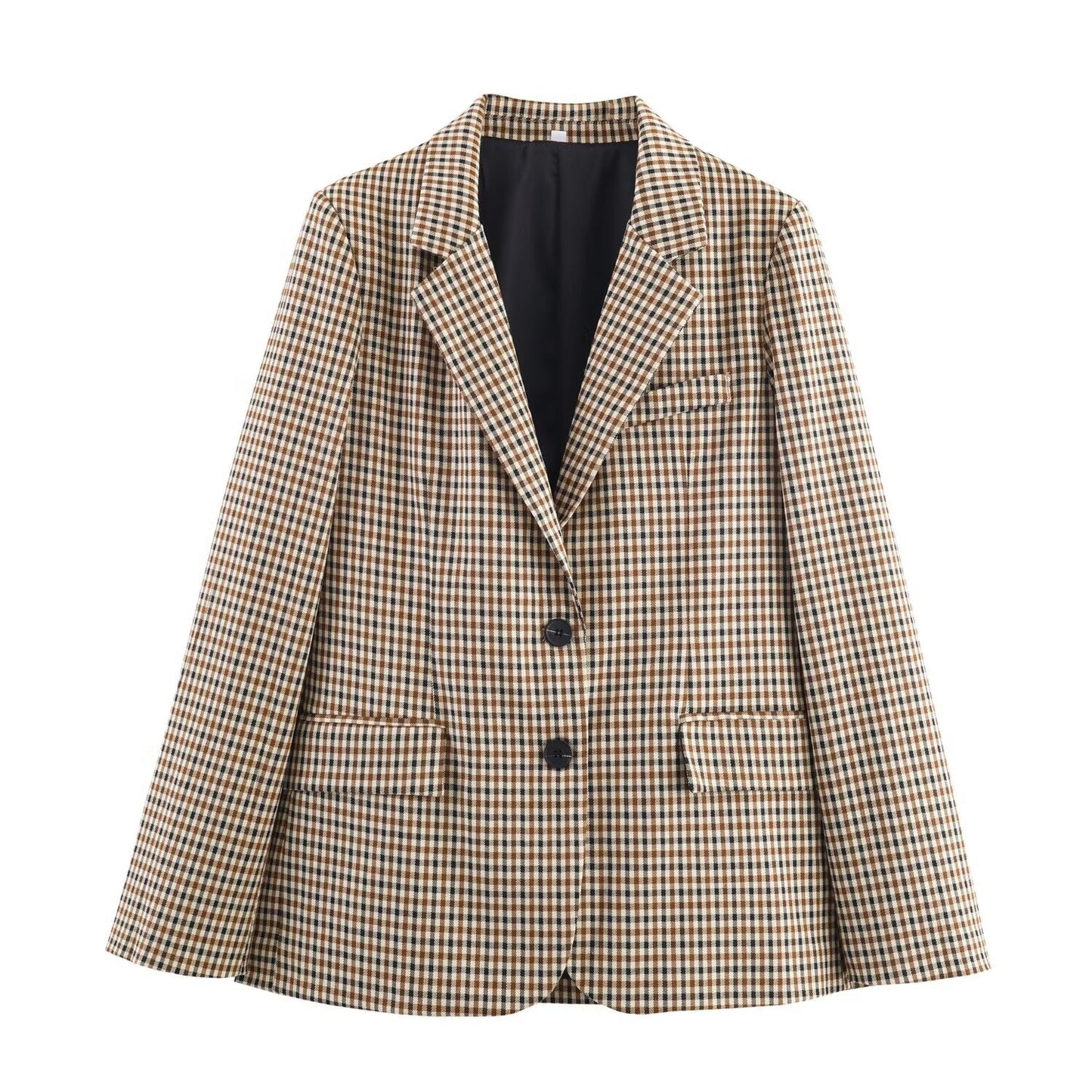 Women's new fashion loose single breasted checkered suit jacket+Pants suit