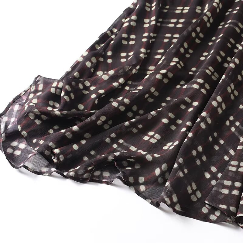 Women's casual retro plaid printed MIDI skirt