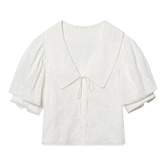 Women's new small round Neck embroidered shirt