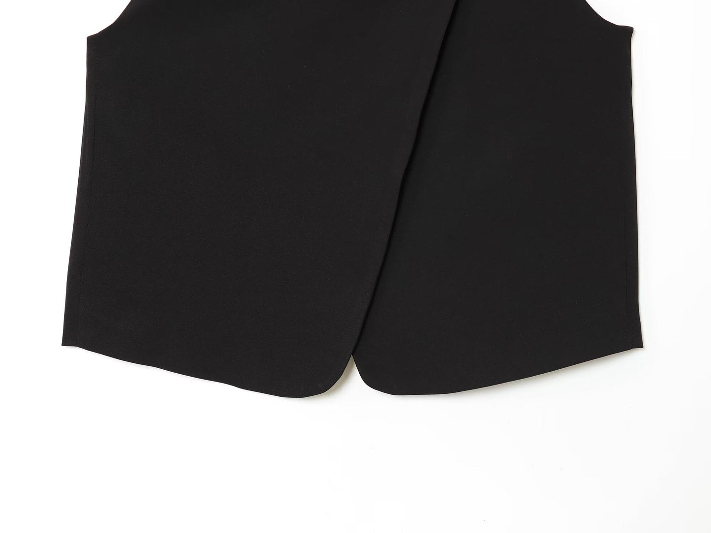 Women's new fashion black O Neck Button-up vest+Pants suit
