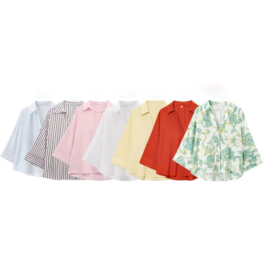 Women's 2026 Linen Blended Wide Sleeve Shirt