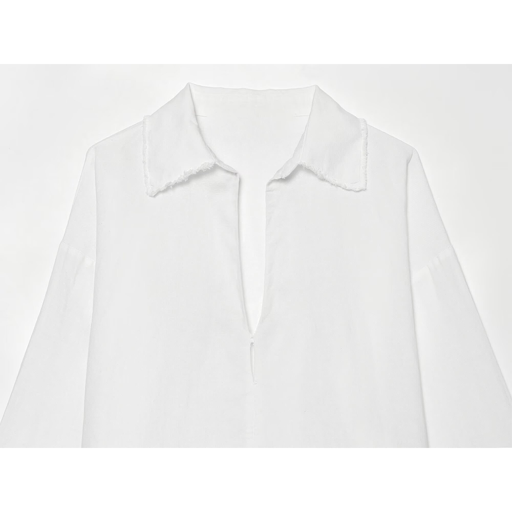 suit Women's 2 pieces Edge decoration linen blend shirt + pants