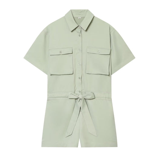 Women's With Belt shirt style jumpsuit
