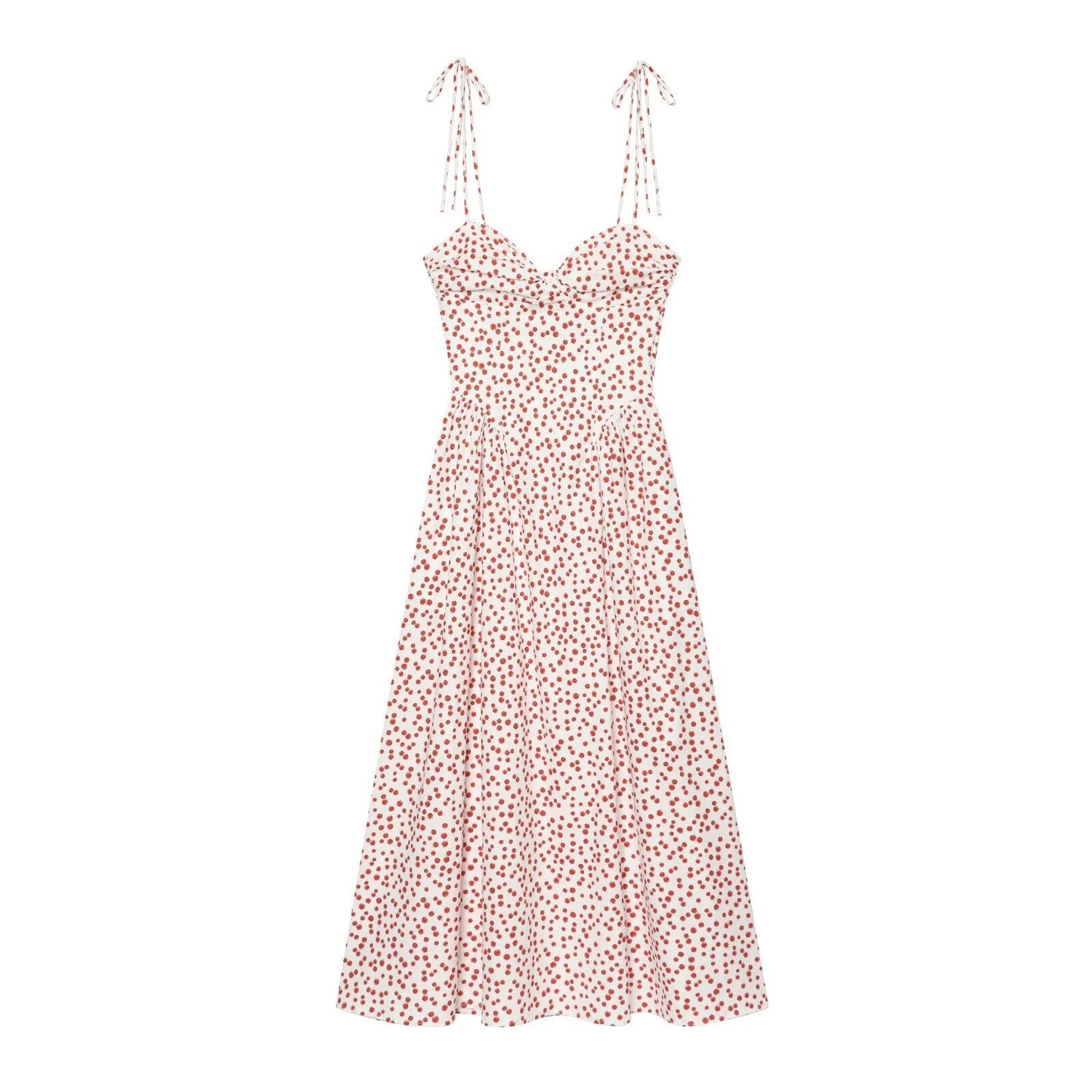 Women's printed poplin suspender dress