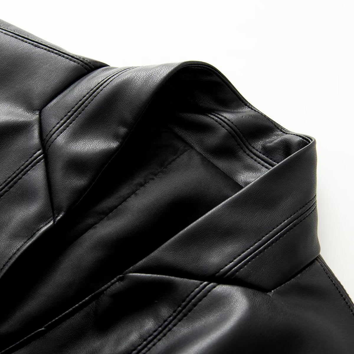 Women's slim double breasted faux leather Blazer Coat