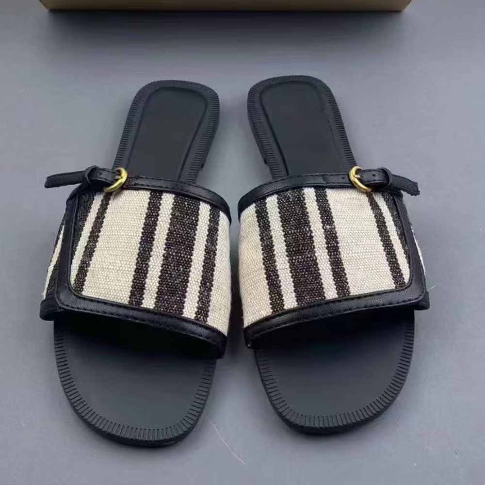 Women's new metal buckle round head flat sandals and slippers