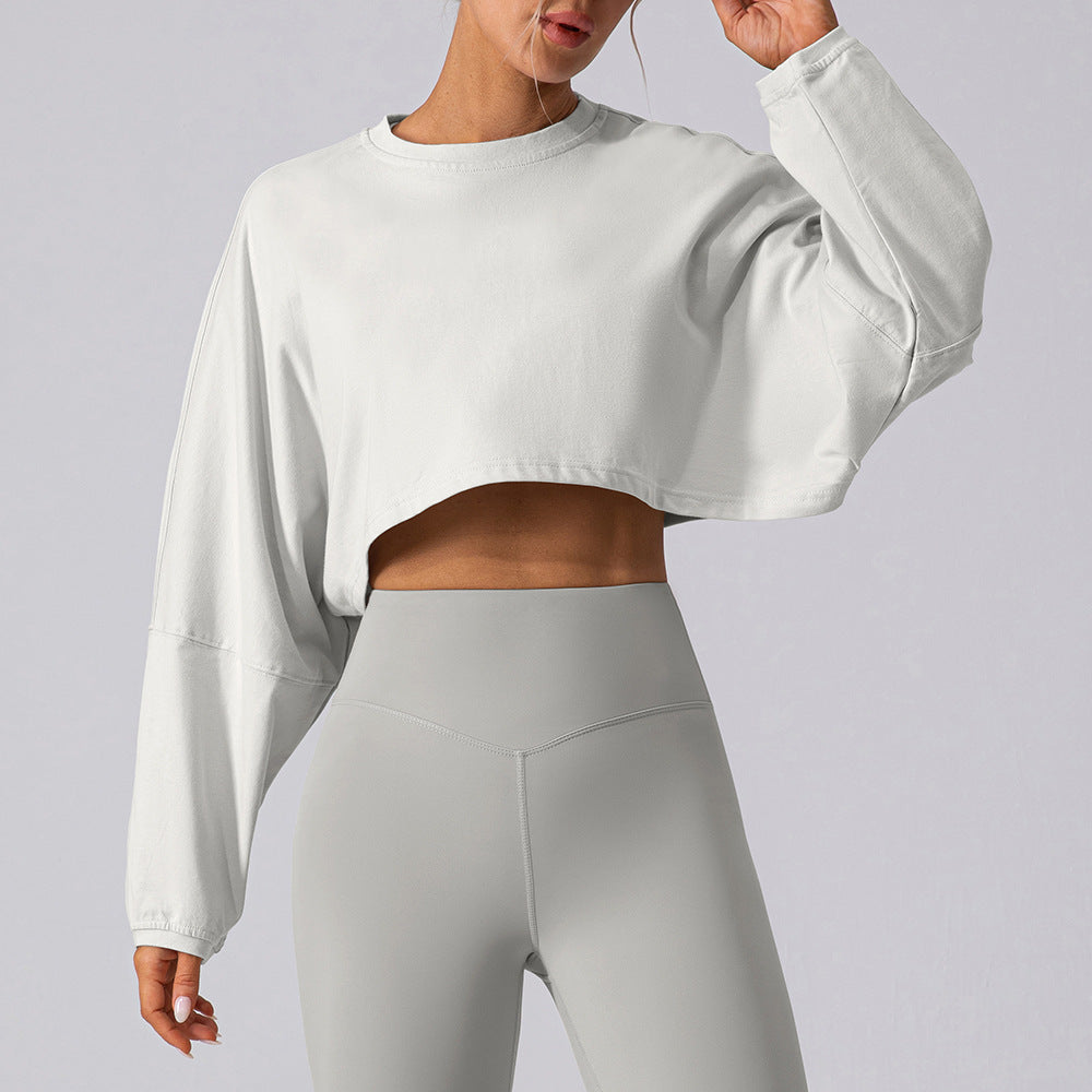 Women's New Fashion Joker T-shirt Sports Short Bottoming Shirt Yoga Running Loose Long-sleeved Shirt