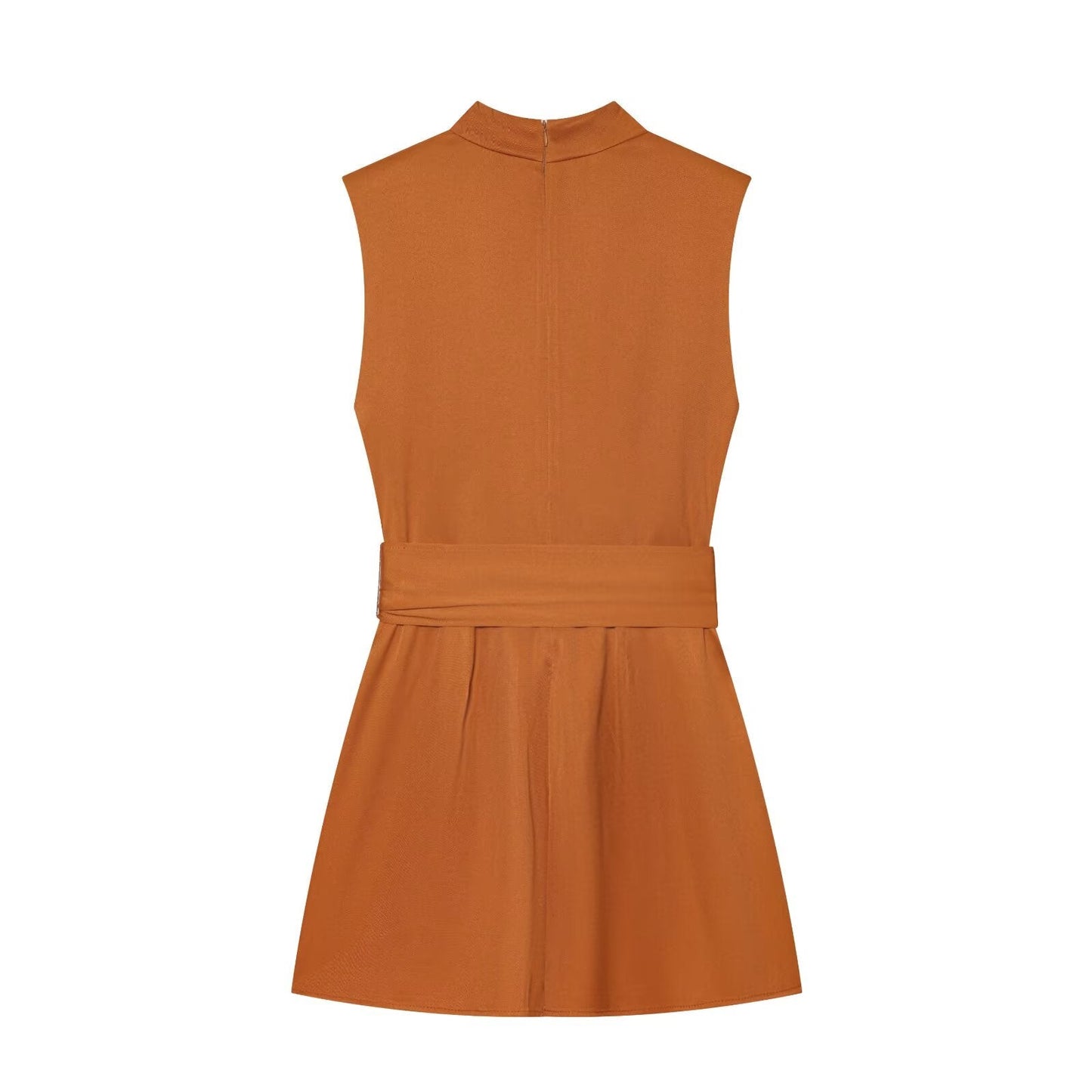 Women's With Belt sleeveless short jumpsuit