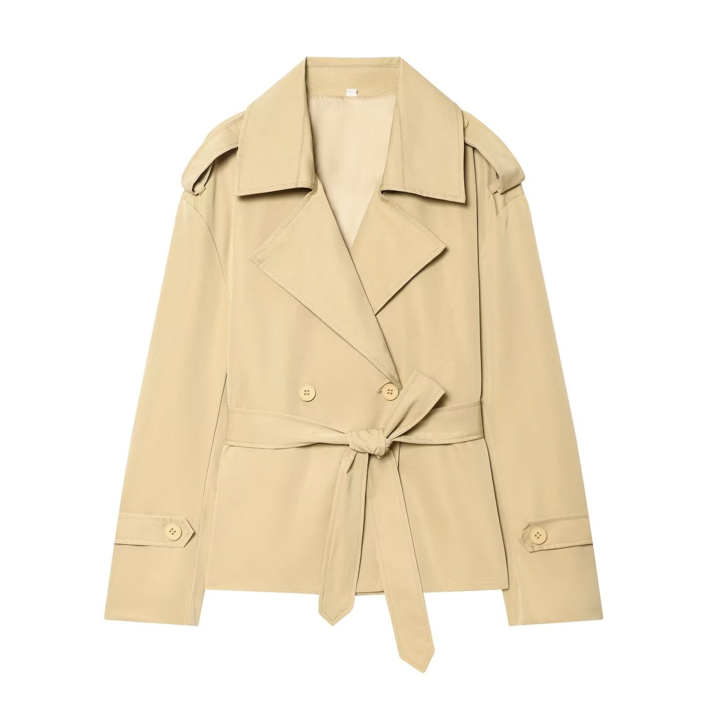 Women's with Belt short double breasted windbreaker Coat