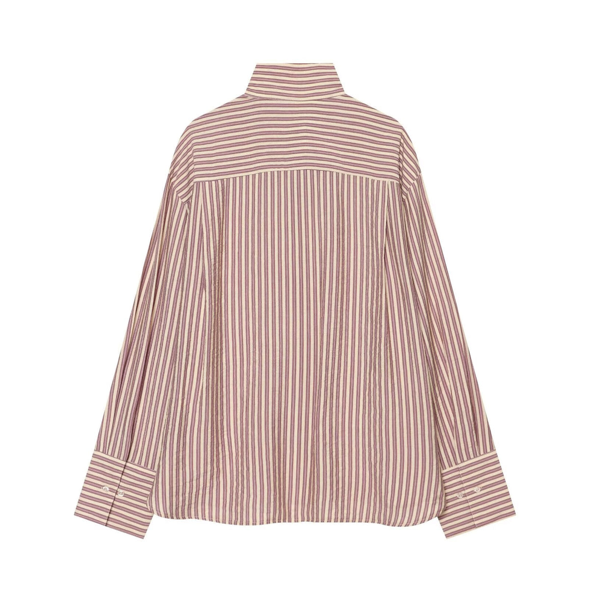 Women's loose stand collar striped shirt