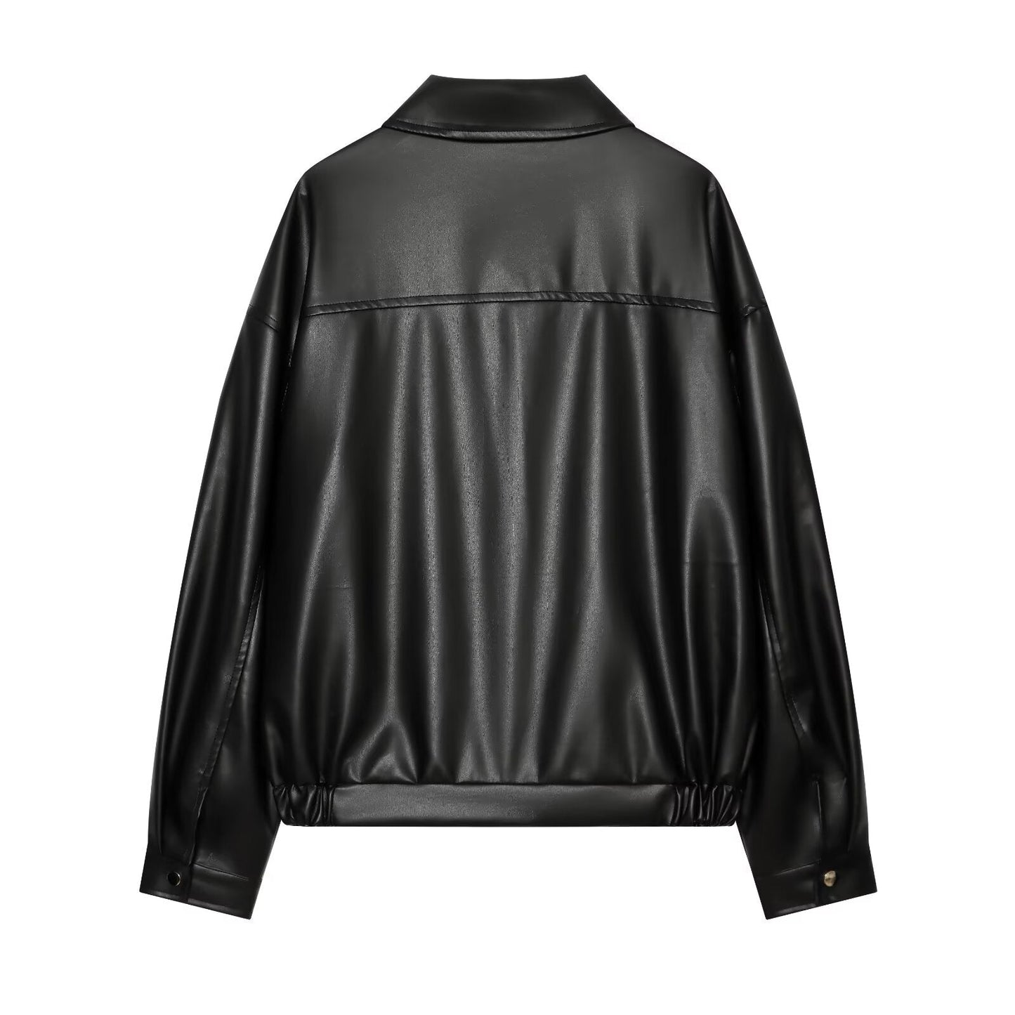 Women's casual lapel imitation leather jacket Coat