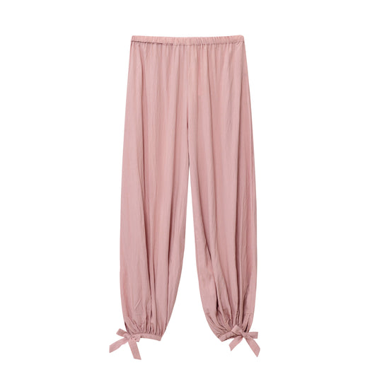 Women's new chic fashion bow decoration loose fluffy pants