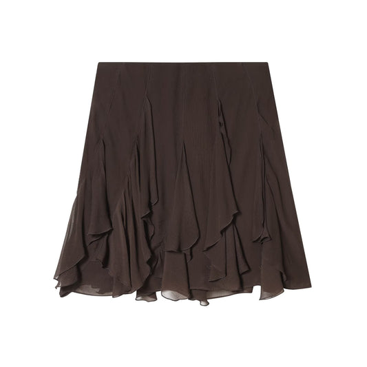 Women's asymmetrical ruffle edge draped mini skirt